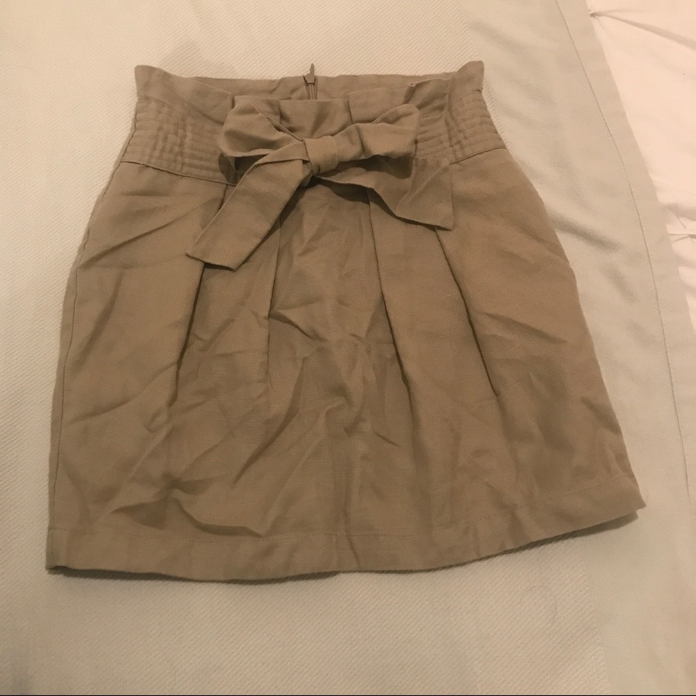 High Waisted Khaki Bow Skirt - Picture 1 of 3